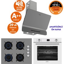 Ferre ve Afm Tech Markalı / Alfa Antrasit & Beyaz Sessiz  Ankastre Set (D082-SA + FM2210 + FM7701 )