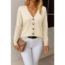 Moderie Butik Kasın Uzun Kollu Önü Düğmeli Kısa Hırka