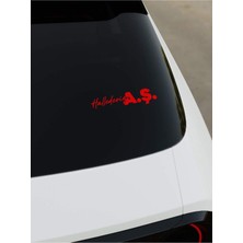 Okyay Works Hallederiz Aş. Sticker - Kırmızı - Kırmızı - Araba-Motosiklet Etiket Sticker