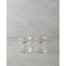 English Home Ribbon Joy Cam 2'li Bardak 380 ml Kırmızı - Yeşil