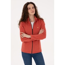 U.S. Polo Assn. Kadın Kiremit Fermuarlı Dik Yaka Polar Sweatshirt 50316729-VR026