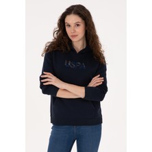 U.S. Polo Assn. Kadın Lacivert Kapüşonlu Basic Sweatshirt 50307711-VR033