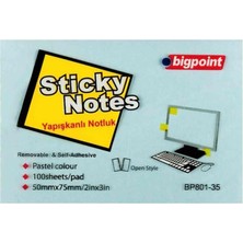 Kitabevimden Bigpoint Yapışkanlı Not Kağıdı 75X50 Pastel Mavi BP801-35
