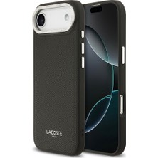 iPhone 17 Air Kılıf Lacoste Orjinal Lisanslı M-Safeli Champs Elysees Pu Deri Tasarımlı Kapak Siyah