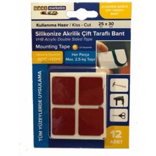 Evimdeyokyok Silikonize Akrilik Çift Taraflı Bant Gri 12  Li 25MMX30MM Özel Kesim Kullanıma Hazır