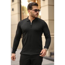 Etiler Collection Erkek Pirinç Desenli Uzun Kollu Yakalı Triko