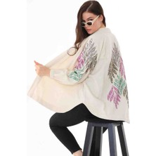 Dadali Nakışlı Keten Kimono
