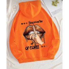 Punix Punıx Büyük Beden Özel Tasarım Kapüşonlu Enjoy Tıme Sırt Baskılı %100 Pamuk Oversize Kadın Sweatshırt