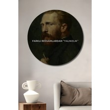 Teona Ahşap Vincent Van Gogh Yağlı Boya Görünümlü Portre Ahşap Dekoratif Tablo Yuvarlak Tablo