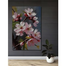 Teona Ahşap Baharda Çiçek Açan Ağaçlar Yağlı Boya Görünümlü Ahşap Dekoratif Tablo Dikdörtgen Tablo