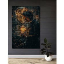 Teona Ahşap Dahi Albert Einsteinın Işıkla Dansı Ahşap Tablo Yağlı Boya Görünümlü Modern Sanat Dikdörtgen Tablo