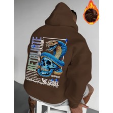 Amor Man Büyük Beden Özel Tasarım Kapüşonlu Blue Kobra Sırt Baskılı %100 Pamuk Erkek Sweatshırt