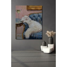 Teona Ahşap Sevimli Kedi ve Martinili Yağlı Boya Görünümlü Dekoratif Ahşap Tablo Dikdörtgen Tablo