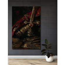 Teona Ahşap Altın Detaylı Kraliyet Savaşçısı Yağlı Boya Görünümlü Dekoratif Ahşap Tablo Dikdörtgen Tablo