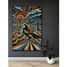 Teona Ahşap Psikedelik Dünya Yağlı Boya Görünümlü Ahşap Dekoratif Tablo Dikdörtgen Tablo