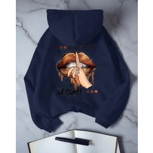 Punix Punıx Büyük Beden Özel Tasarım Kapüşonlu Enjoy Tıme Sırt Baskılı %100 Pamuk Oversize Kadın Sweatshırt
