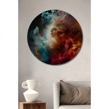 Teona Ahşap Ruhun Renkleri Yağlı Boya Görünümlü Ahşap Dekroatif Tablo Yuvarlak Tablo