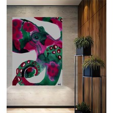 Teona Ahşap Renkli Ahtapot Sulu Boya Görünümlü Ahşap Dekoratif Tablo Dikdörtgen Tablo