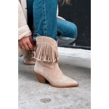 I Love Shoes Iserne Kadın Kovboy Bot Bej Süet Püsküllü