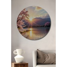 Teona Ahşap Baharın Işıltısı Ahşap Dekoratif Tablo Yağlı Boya Görünümlü Sanat Eseri Yuvarlak Tablo