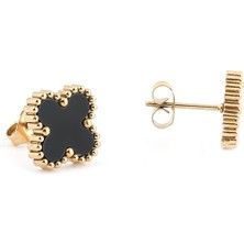 Çelik Yonca Küpe Siyah