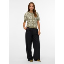 Vero Moda Bisiklet Yaka Normal Yeşil Kazak Kadın Vmtres Bıen 2/4 O-Neck Cardıgan