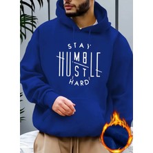 Punix Punıx Büyük Beden Özel Üretim Kapüşonlu Stay Hard Baskılı %100 Pamuk Erkek Sweatshirt