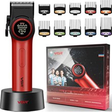  kırmızı ranna 001 şarjlı standlı dijital ekran profesyonel saç ve sakal kesme makinesi