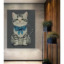 Teona Ahşap Sevimli Kedi Yavrusu Ahşap Dekoratif Tablo Yağlı Boya Görünümlü Sanat Eseri Dikdörtgen Tablo