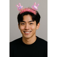 Toyfest Kpop Kore Style Yılbaşı Yeni Yıl Işıltılı Pembe Tavşan Kulaklı Taç Parti Konser Aksesuarı