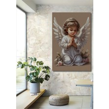 Teona Ahşap Melek Yavrucak Yağlı Boya Görünümlü Dekoratif Ahşap Tablo Dikdörtgen Tablo