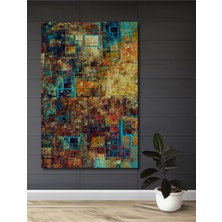 Teona Ahşap Soyut Geometri Yağlı Boya Görünümlü Ahşap Dekoratif Tablo Dikdörtgen Tablo