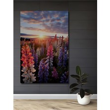 Teona Ahşap Günbatımında Çiçekler Yağlı Boya Görünümlü Ahşap Dekoratif Tablo Dikdörtgen Tablo