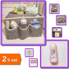 Hereveoyuncak Tutturma Aparatlı Beşik Organizer + Pembe Kalemlik - Diş Fırçası Kutusu 2li Set 7G8H9I