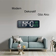 Lamassue Kumandalı Hd LED Ekranlı 39X13 cm Dijital Masa Duvar Saati Elektronik Saat Sıcaklık Tarih