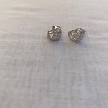 Lumiera Silver 925 Ayar Gümüş Zirkon Taşlı Kalp Model Gümüş 1 Adet  Piercing (Tekli Ürün/1cm)