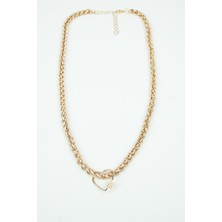 Liveyn Design Kalp Detay Gold Zincir Kolye