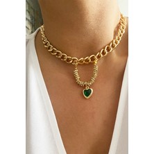 Liveyn Design Kalp Uçlu Gold Zincir Kolye