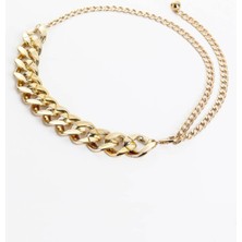 Liveyn Design Kalın Zincir Gold Renk Kadın Kemer