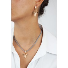 Liveyn Design Baget Zirkon Taşlı Anka Kuş Figür Kolye Küpe Set