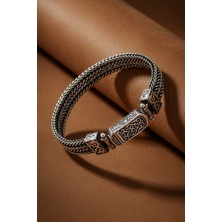 Silvera Telkari Midyat Hasırı Oksitli Erkek Gümüş Bileklik Cihan Gümüş Bileklik 925 Ayar ST389