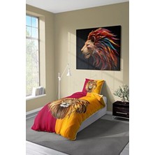 Talia Home Sarı Kırmızı Aslan Temalı Çocuk ve Genç Nevresim Takımı TLAN-318