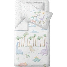 Casadora Baby Dino %100 Pamuk Saten Bebek Nevresim Takımı 100 x 150 cm Dinozor Desenli Bordo