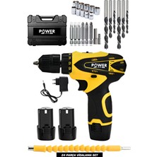 Power Black Otamatik Korumalı Çelik Şanzıman 2 Akülü Matkap Akülü Vidalama Şarjlı Armut Biatarya