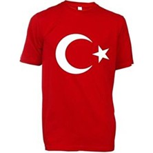 Belirtilmemiş Kostüm Atölyesi Unisex Kırmızı T-Shirt Ay Yıldızlı Türk Bayrağı %100 Pamuk Kısa Kol Regular Fit