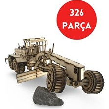 Algwood 326 Parça Cat 24H Ahşap Greyder Maketi - 3D Gerçekçi Cat 24H Model