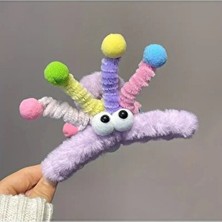 Sevimli Peluş Büyük Gözlü Saç Tokası Mandallı