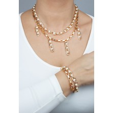 Liveyn Design Inci Detay Kolye Bileklik Set