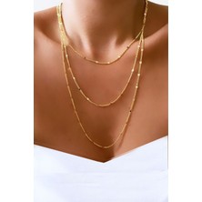 Liveyn Design Üç Sıralı Gold Kaplama Kolye