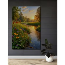 Teona Ahşap Doğa Manzarası Yağlı Boya Görünümlü Ahşap Dekoratif Tablo Dikdörtgen Tablo